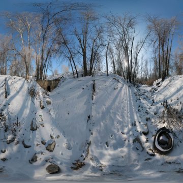 Волгоградская область. Волго-Ахтубинская пойма. Водоводный канал у посёлка Старенький.  Зима 2011